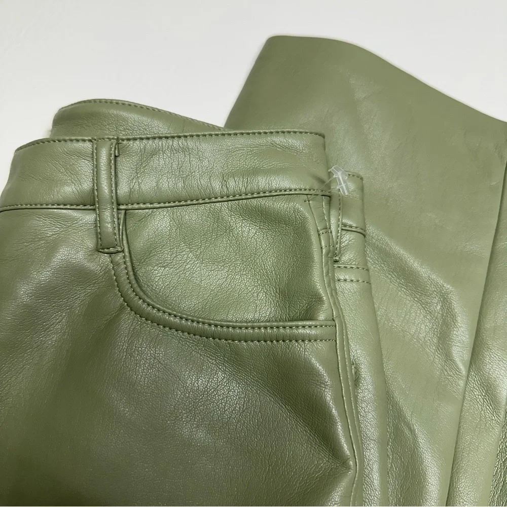 Wilfred Olive Green Straight Leg Pants faux leather sz 2 - Picture 13 of 13